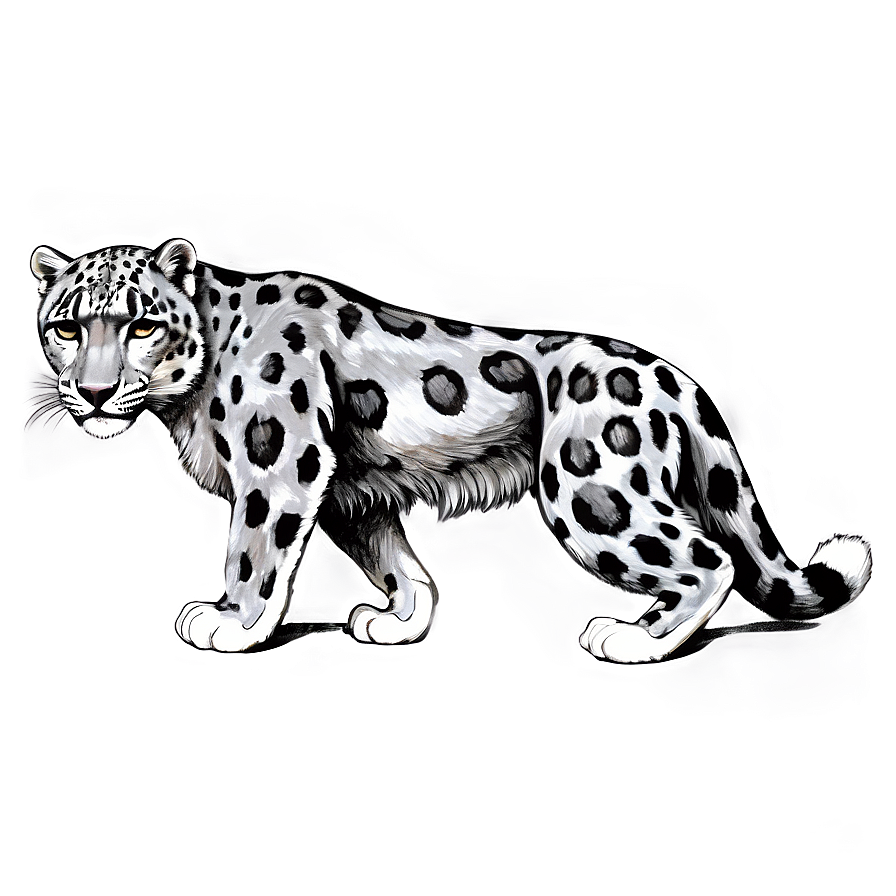 Snow Leopard Vintage Illustration Png Eno