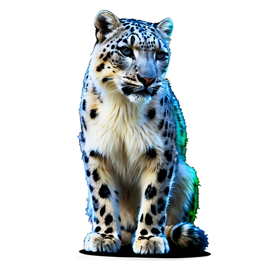 Snow Leopard With Northern Lights Png Vqe43