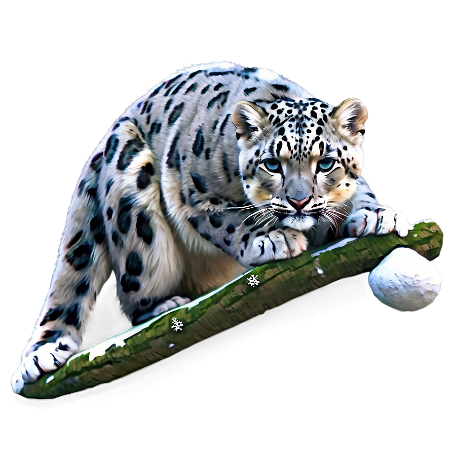 Snow Leopard With Snowflakes Png Dkl8