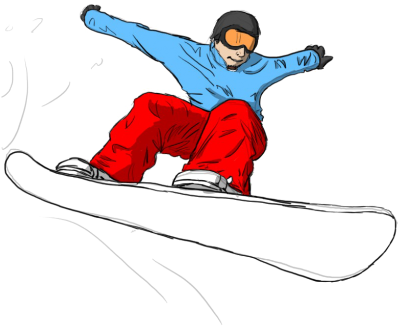 Snowboarder Carving Turn Illustration