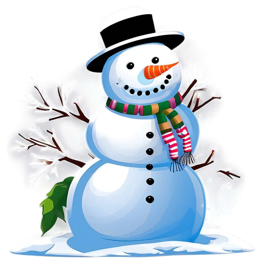 Snowman In Winter Landscape Png Eon