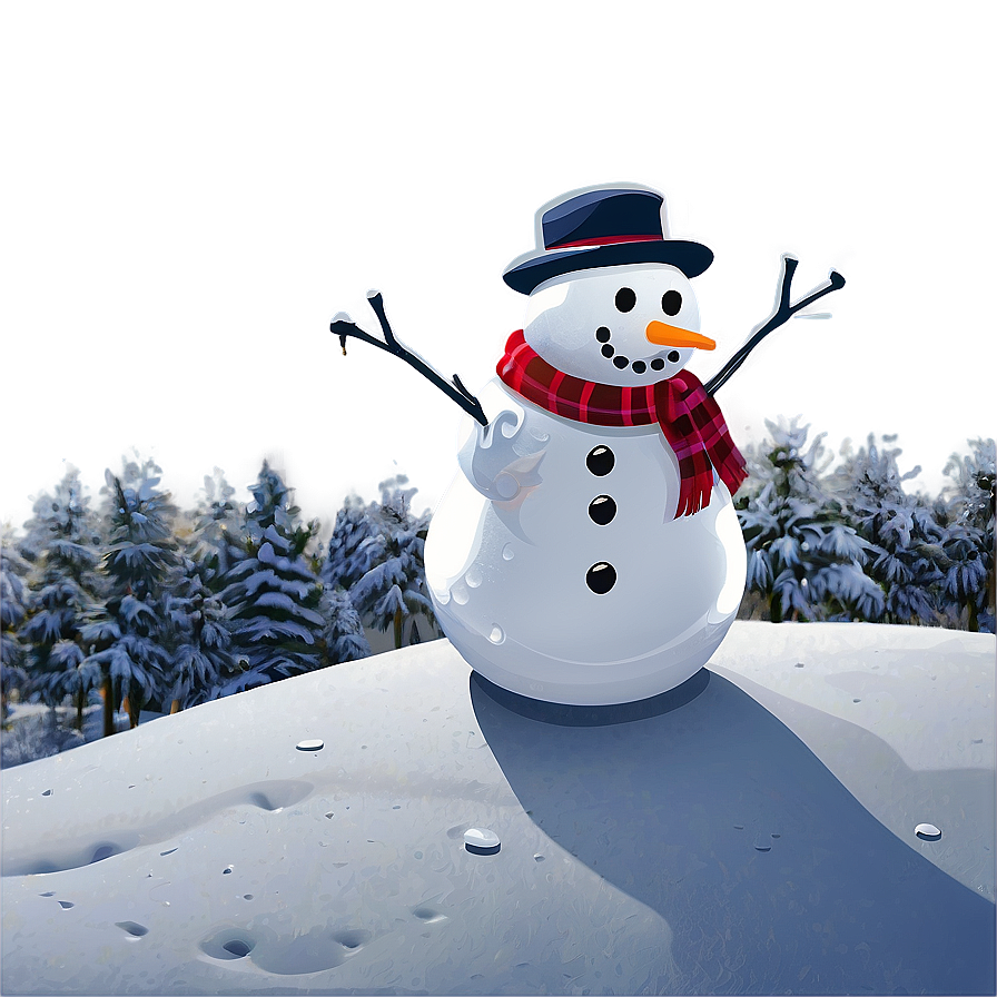 Snowman In Winter Landscape Png Uve