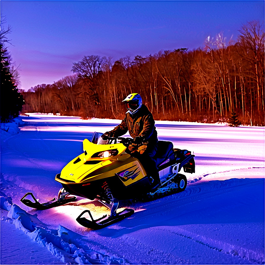 Snowmobile Crossing Frozen River Png Han