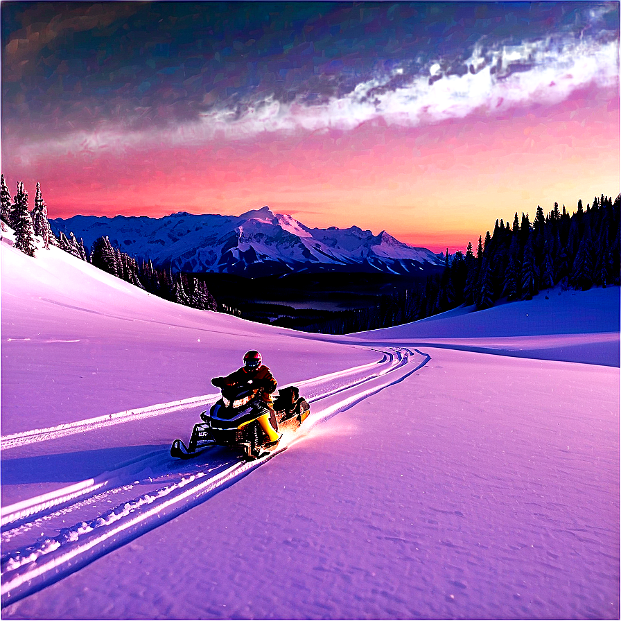 Snowmobile In Snowy Landscape Png Ysn68