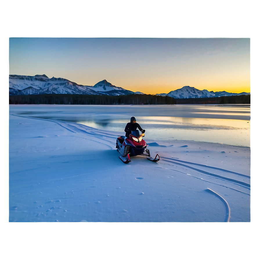 Snowmobile On Frozen Lake Png Spp49