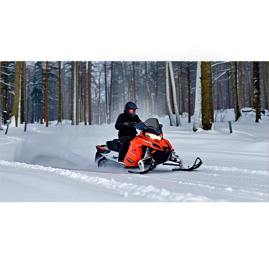 Snowmobile Trail In Forest Png 46