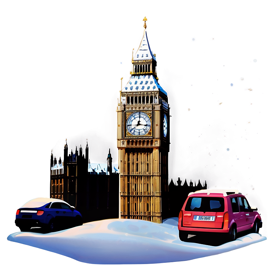 Snowy Big Ben Winter Scene Png Wbf