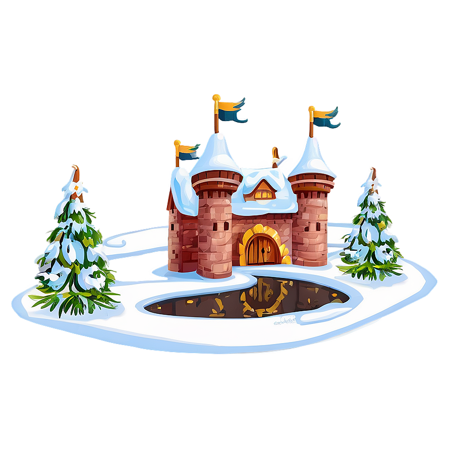 Snowy Cartoon Castle Png Afn26