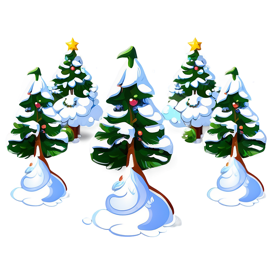 Snowy Cartoon Christmas Tree Png 92