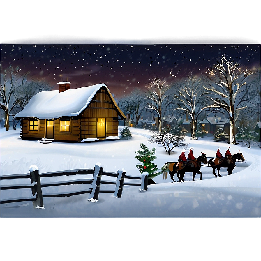 Snowy Christmas Eve Village Png 1