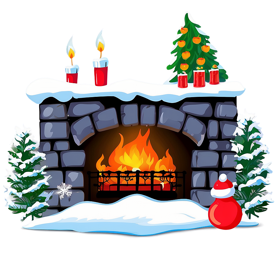 Snowy Christmas Fireplace Hearth Png 36