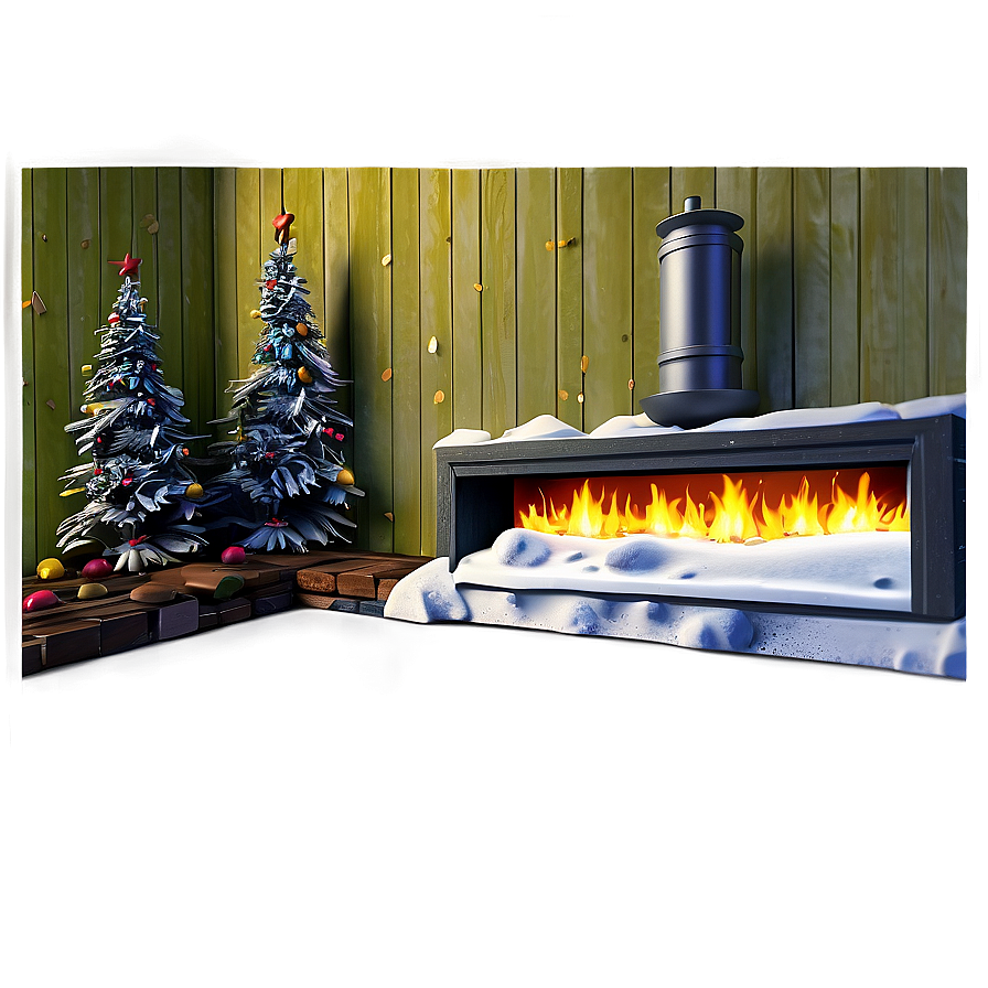 Snowy Christmas Fireplace Png 83