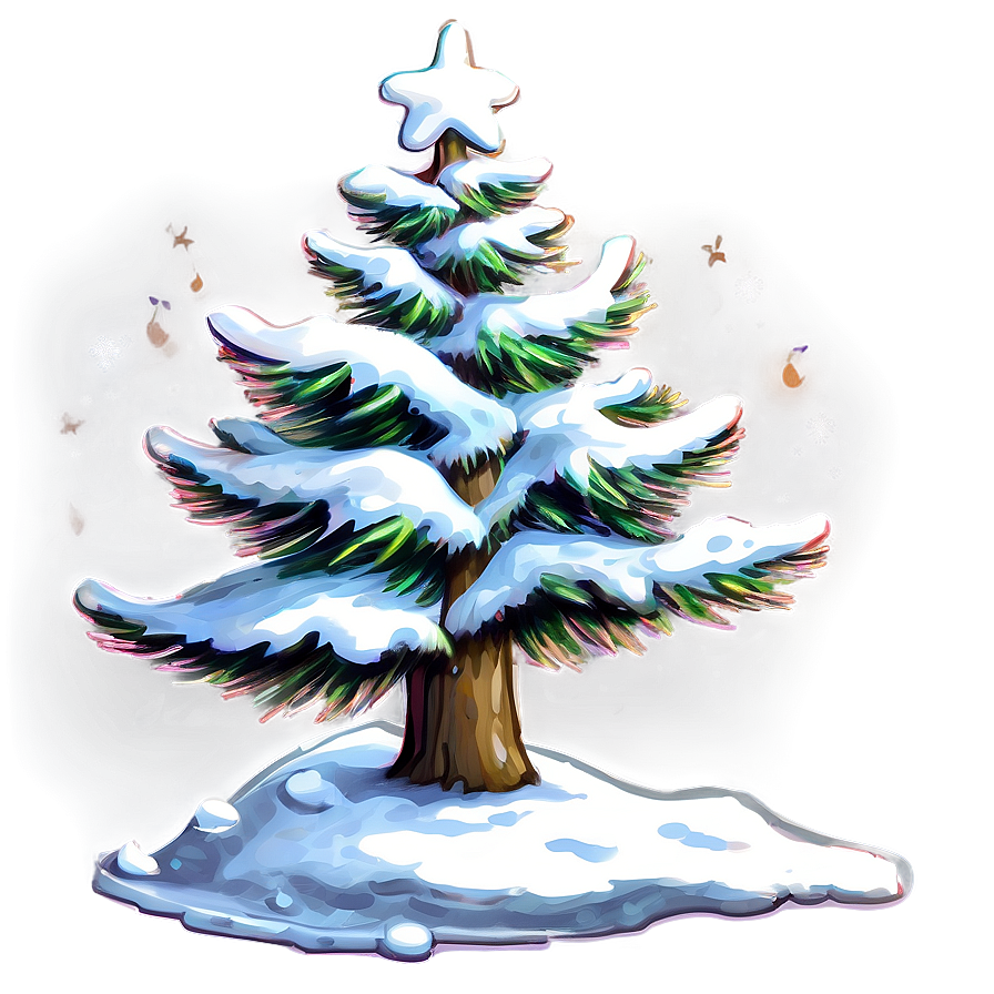 Snowy Christmas Tree Art Png Ceo