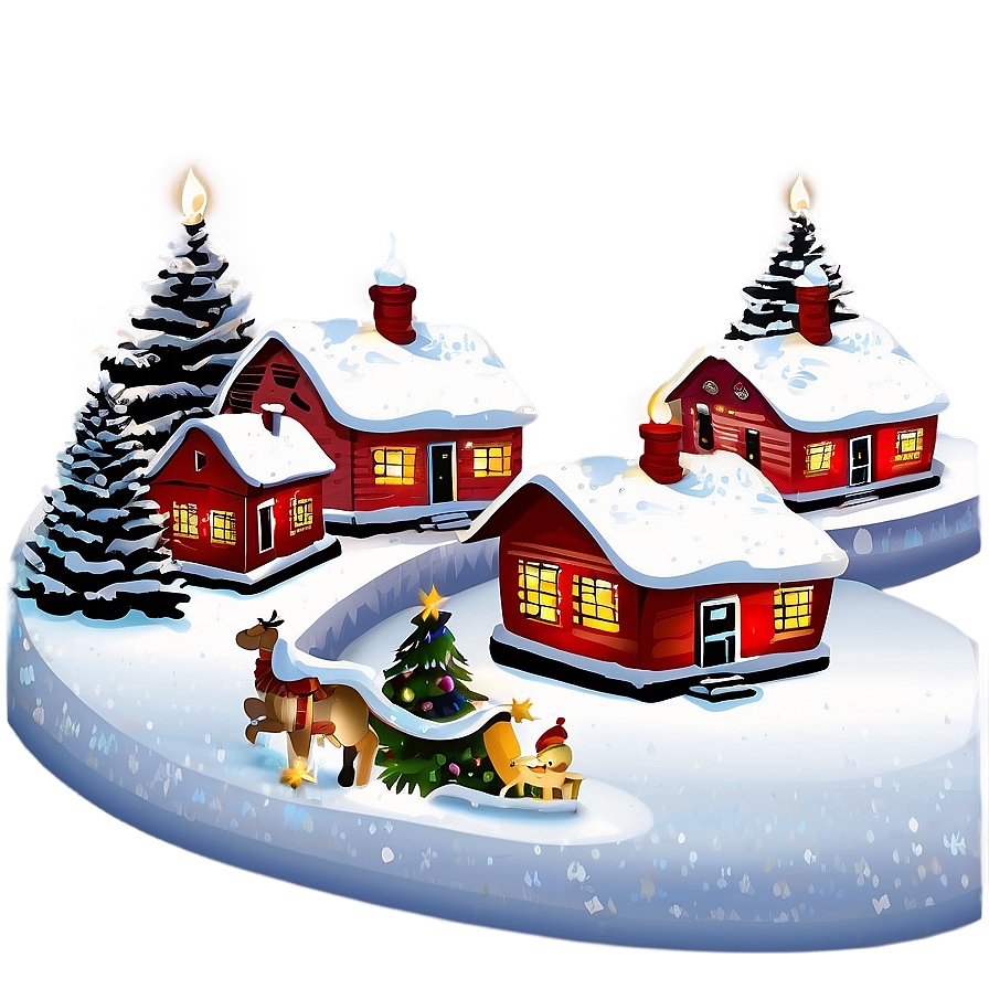 Snowy Christmas Village Png 05032024