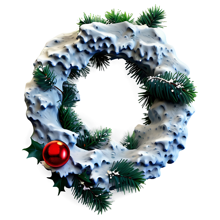 Snowy Christmas Wreath Png 06252024