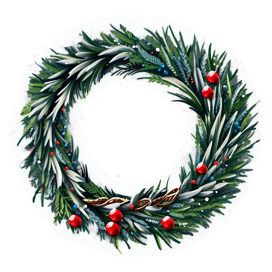 Snowy Christmas Wreath Png 06252024