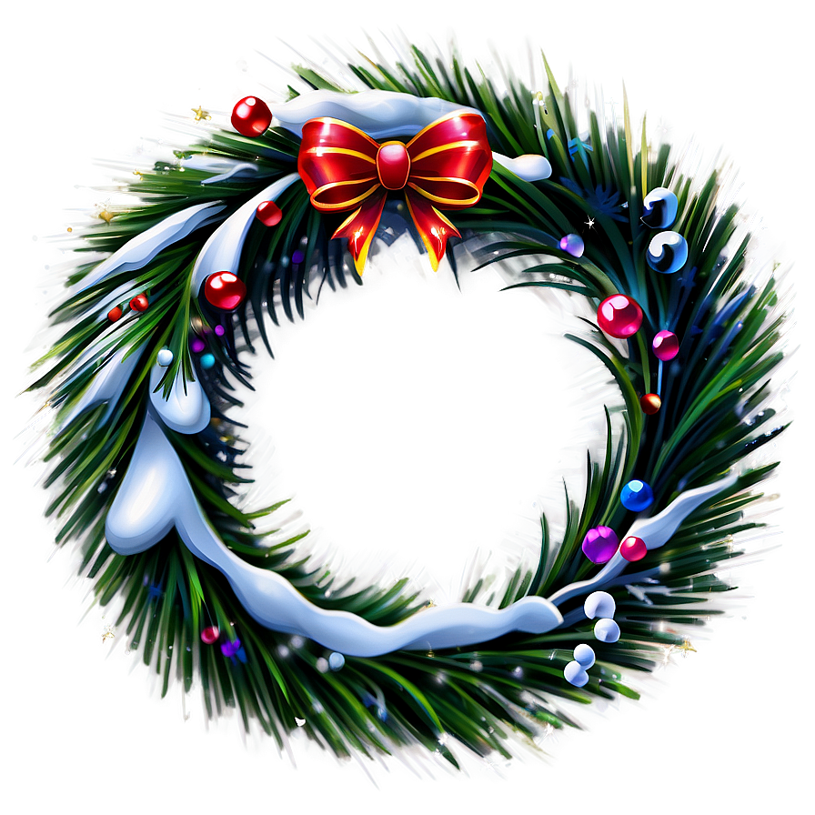 Snowy Christmas Wreath Png 06252024