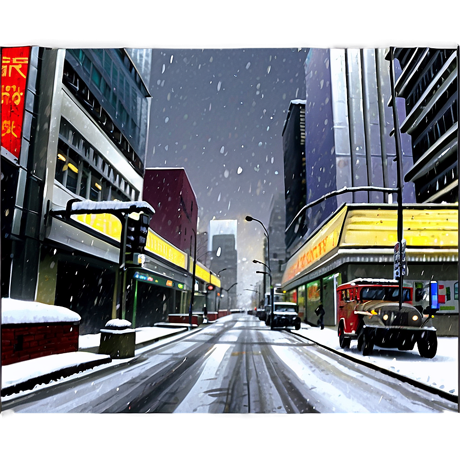 Snowy City Scene Png Psc