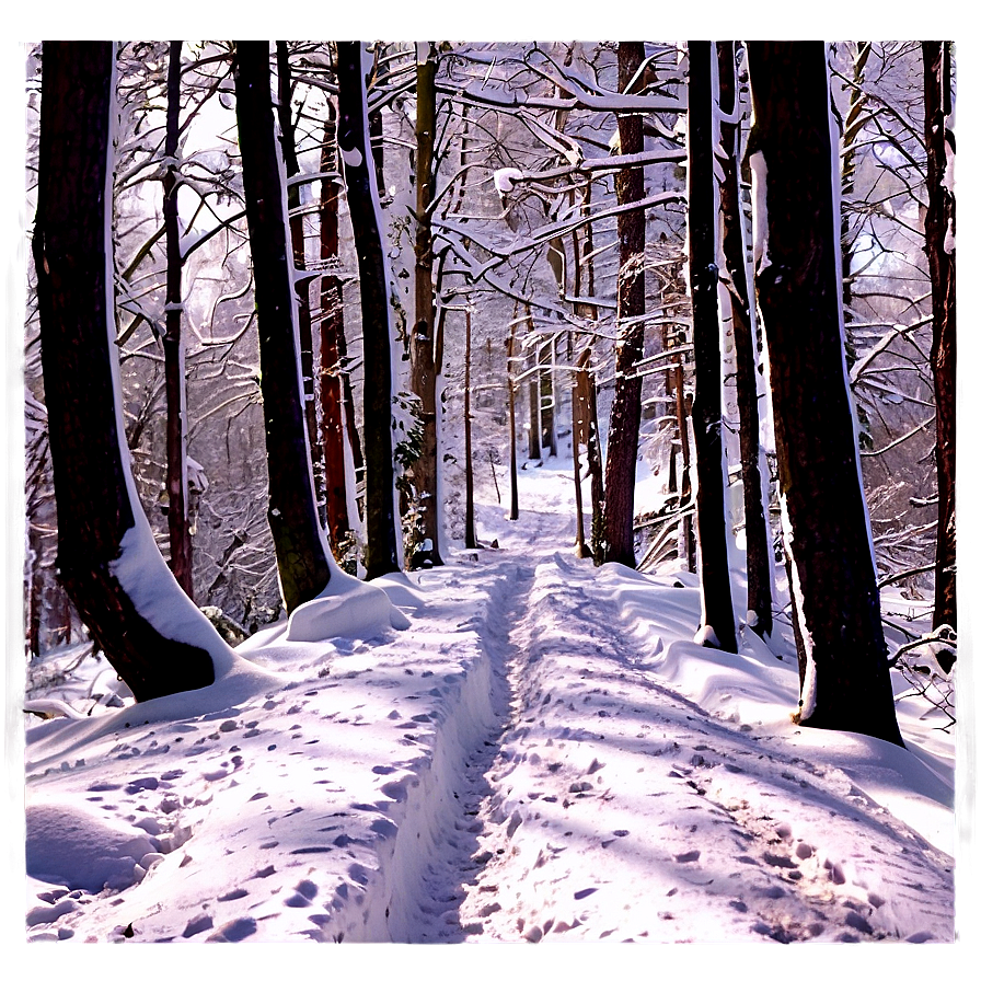 Snowy Footpath Through Woods Png Ajl