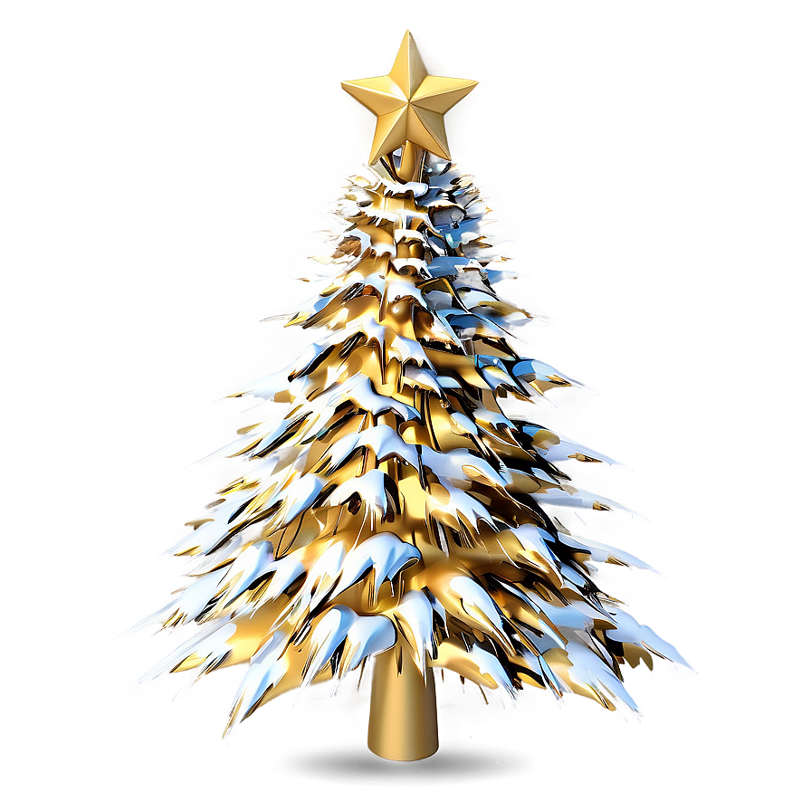 Snowy Gold Christmas Tree Magic Png 06282024