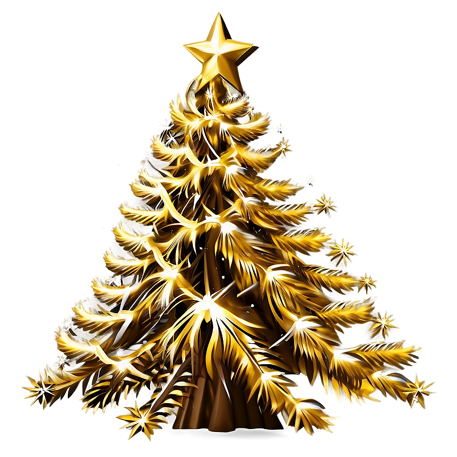 Snowy Gold Christmas Tree Magic Png Boi