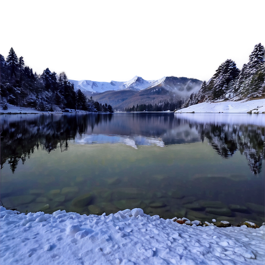 Snowy Lakeside View Png Grd25