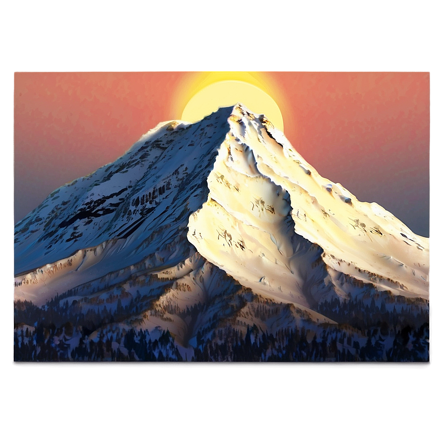 Snowy Mountain And Sunrise Glow Png Fqd75