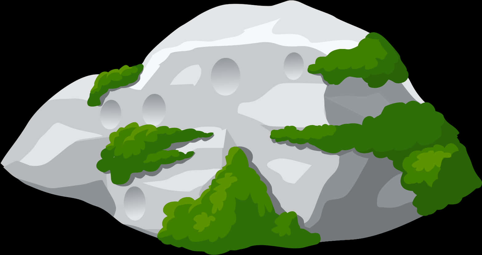 Snowy Mountain Rock Vector Illustration