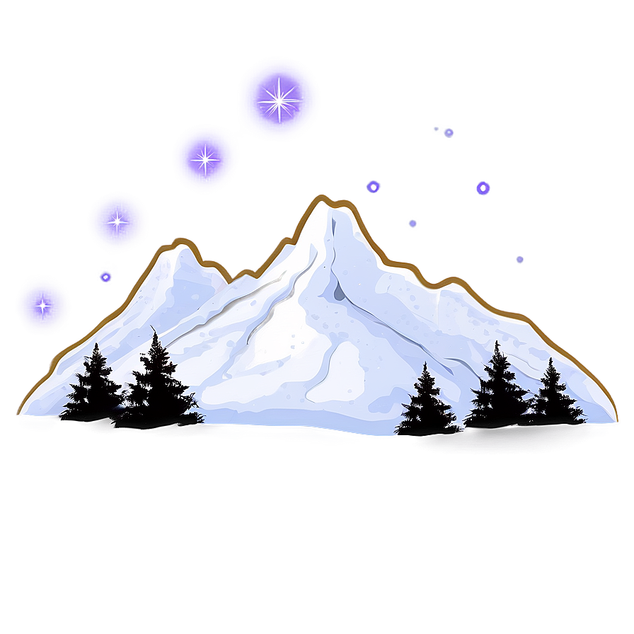 Snowy Mountain Under Stars Png Dvf