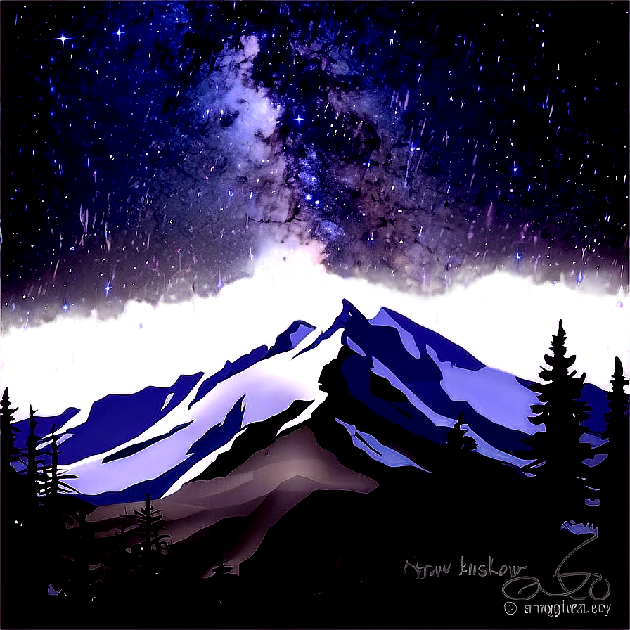 Snowy Mountain Under Stars Png Kvg65