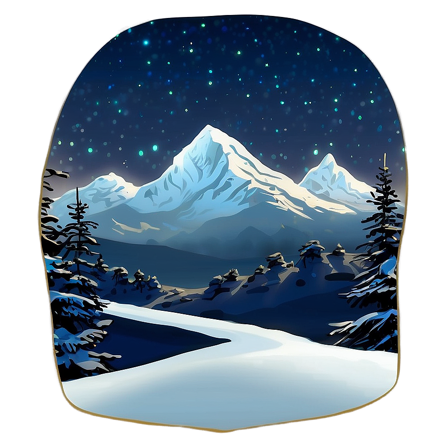 Snowy Mountain Under Stars Png Xel