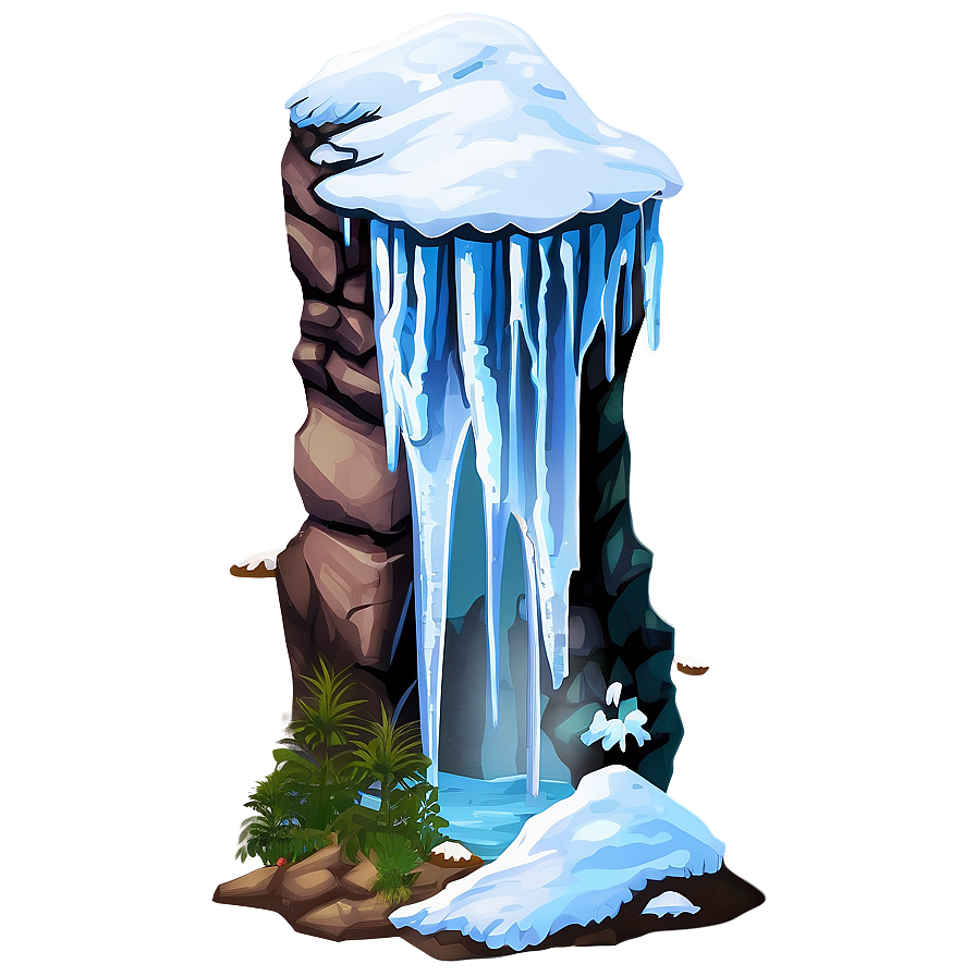 Snowy Mountain With Ice Cave Png 97