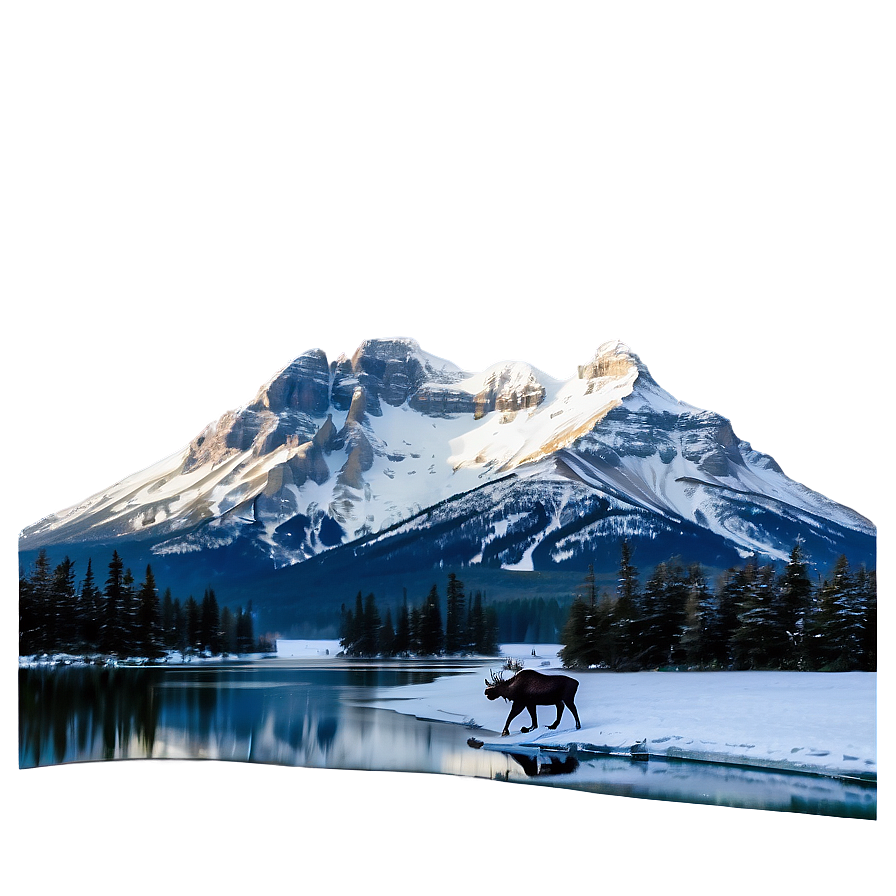 Snowy Mountain With Moose Png Hiy38