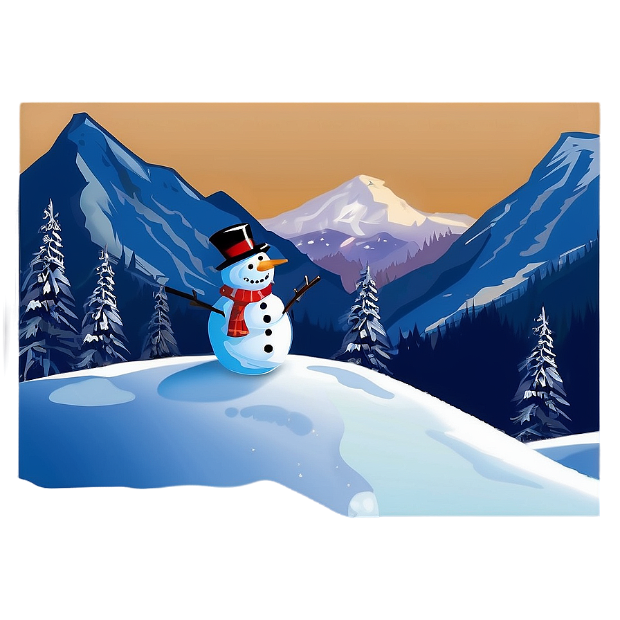 Snowy Mountain With Snowman Png Tuc3