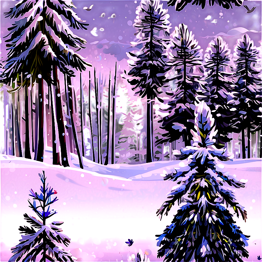 Snowy Pine Forest Landscape Png Kkq73