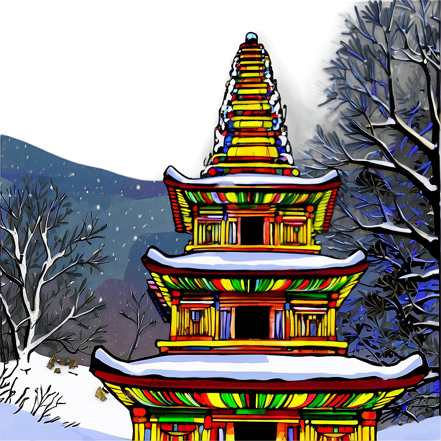 Snowy Temple At Twilight Png 06252024