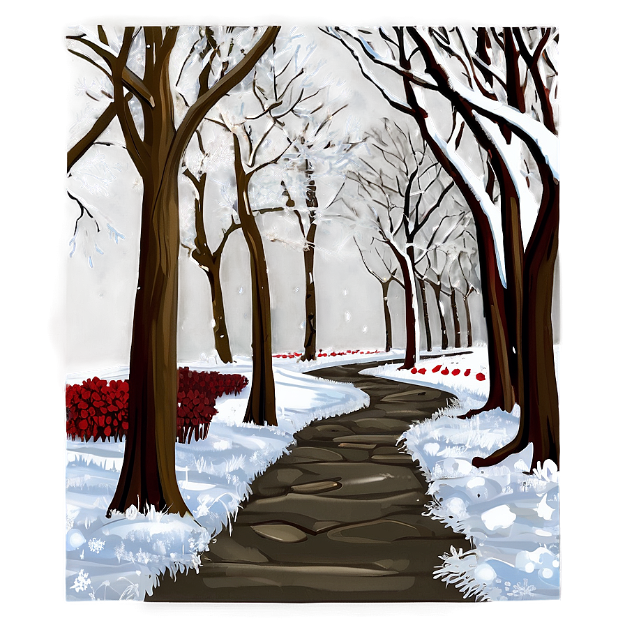 Snowy Tree Pathway Png Qjx10