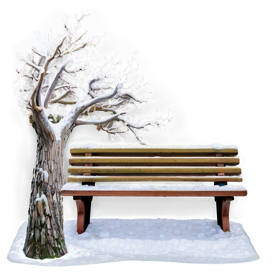 Snowy Tree With Bench Png Ovb53