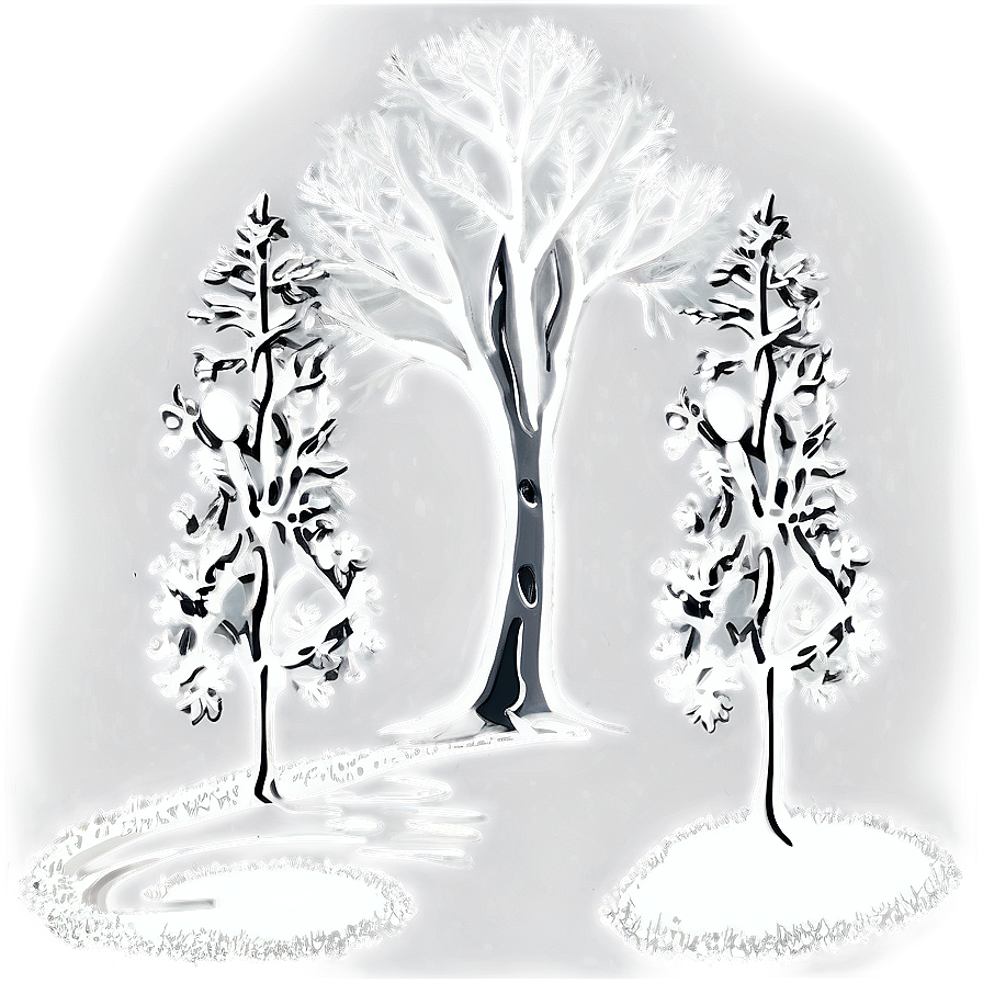 Snowy Tree With Footprints Png Cvd