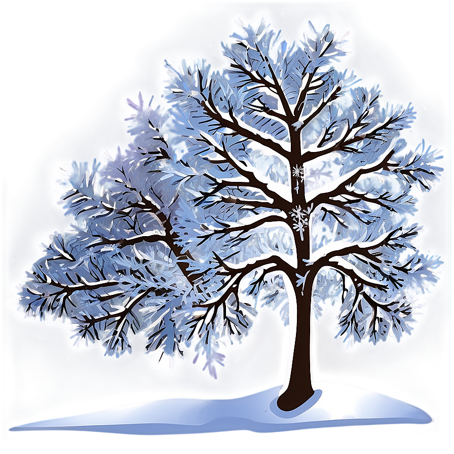 Snowy Tree With Snowflakes Png Ayo63