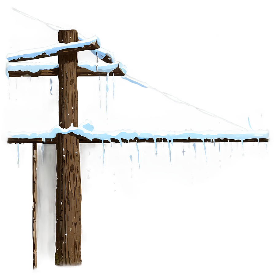 Snowy Utility Line Pole Png Out60