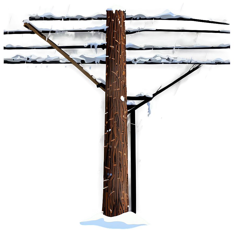 Snowy Utility Line Pole Png Wgh36