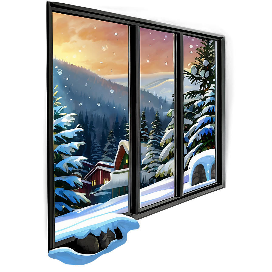 Snowy Window Christmas Scene Png 06252024