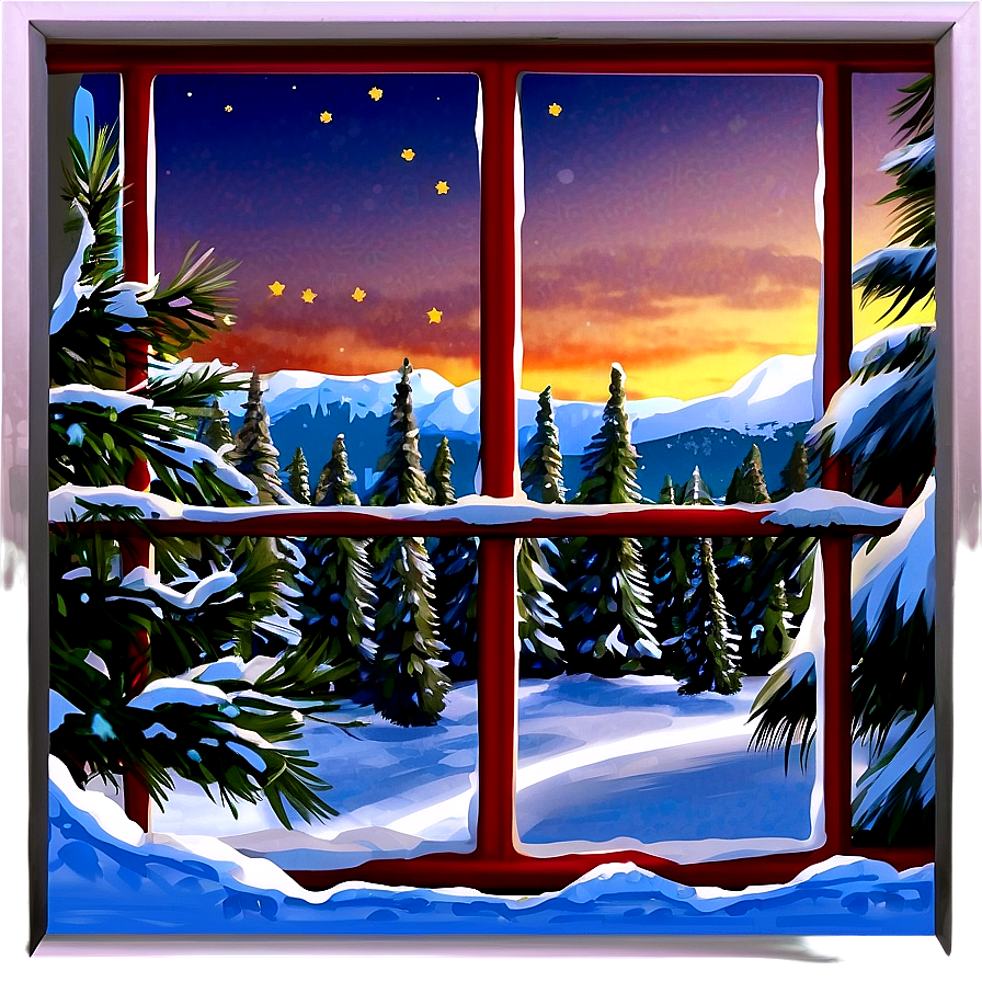 Snowy Window Christmas Scene Png Xid41