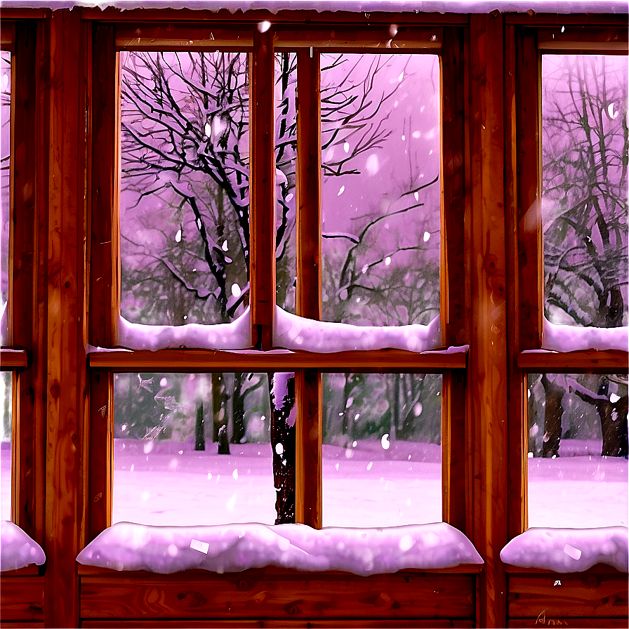 Snowy Window Transparent Png 05252024