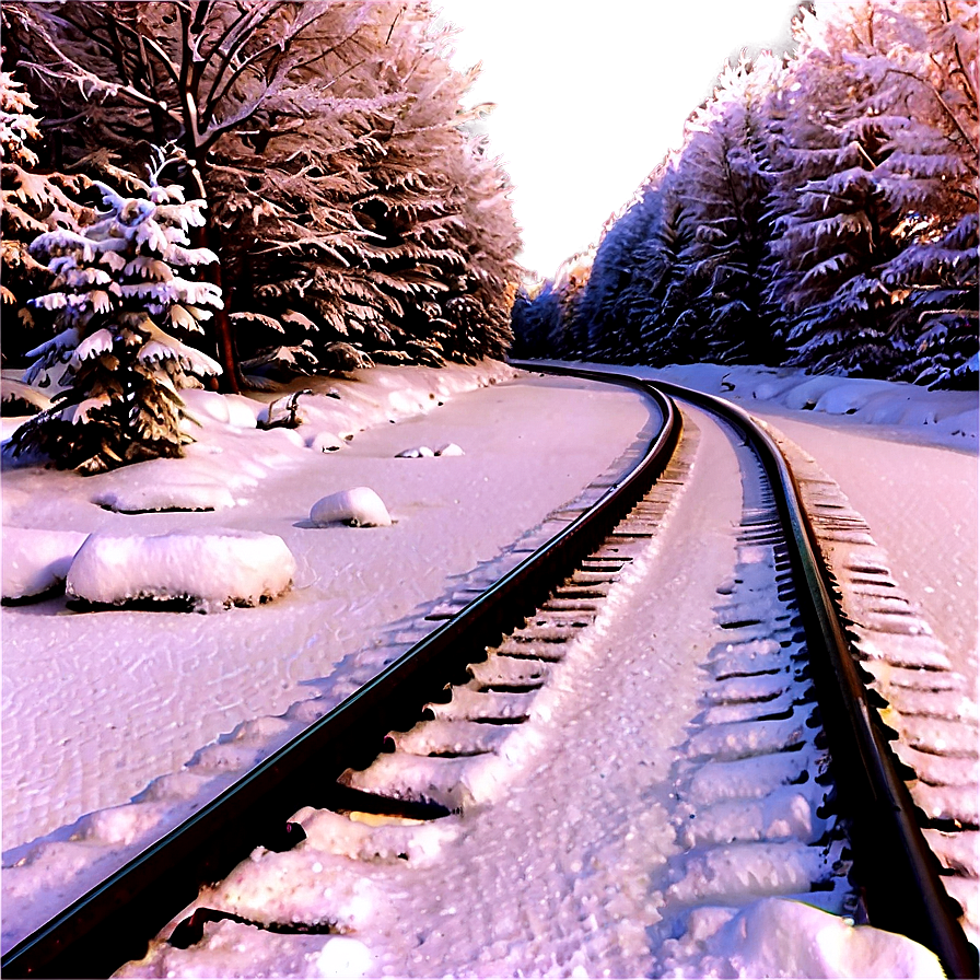 Snowy Winter Scene Railroad Tracks Png 06122024