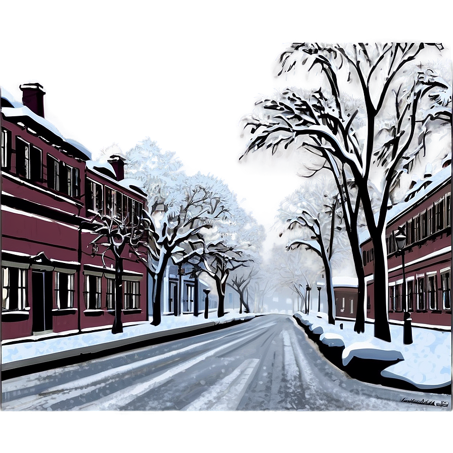 Snowy Winter Street Png 06112024