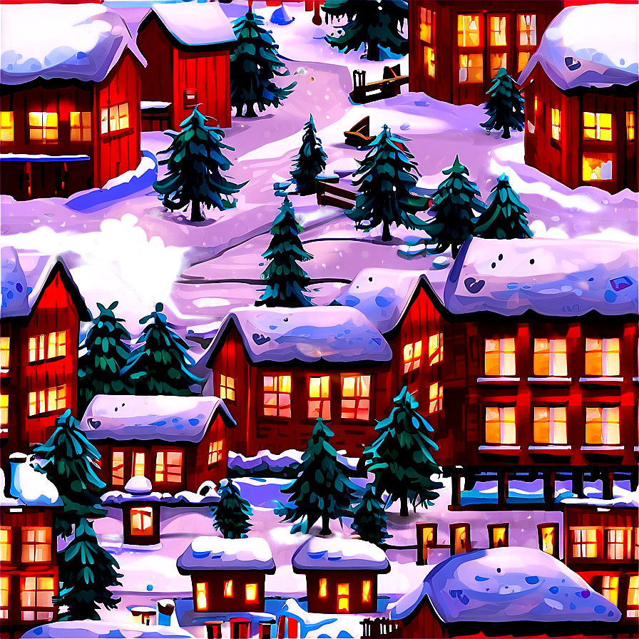 Snowy Winter Town Png 24