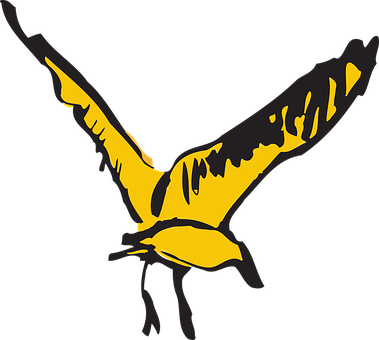 Soaring Yellow Black Bird Illustration