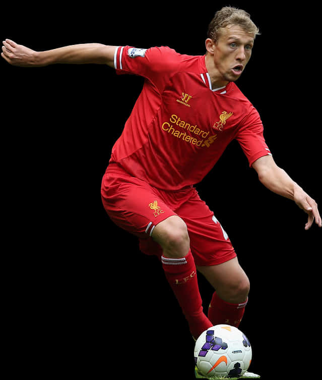 Soccer_ Player_in_ Action_ Red_ Kit